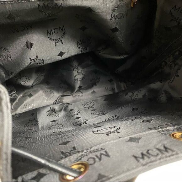 MCM Nylon Leather Backpack Black 💼 Y0130 - Picture 15 of 16